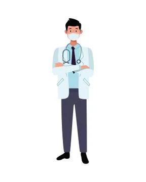 Doctor worker using face mask for covid 19 库存插图
