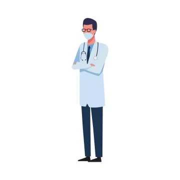 Doctor worker using face mask for covid 19 库存插图