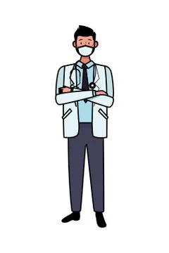 Doctor worker using face mask for covid 19 Stock Illustration