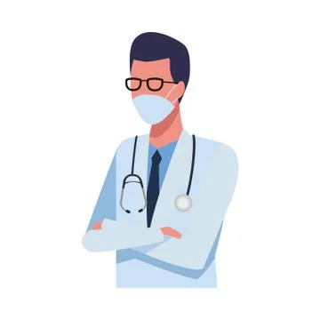 Doctor worker using face mask for covid 19 イラスト素材