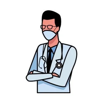 Doctor worker using face mask for covid 19 스톡 일러스트