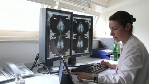 Doctor working with computer in hospital Stock Footage 72484042