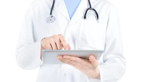 Doctor working with digital tablet pc Stock Photos