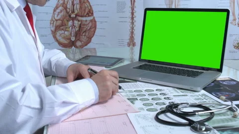 Doctor working on green screen  Video stock 210148780