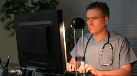 Doctor working night Stock Footage