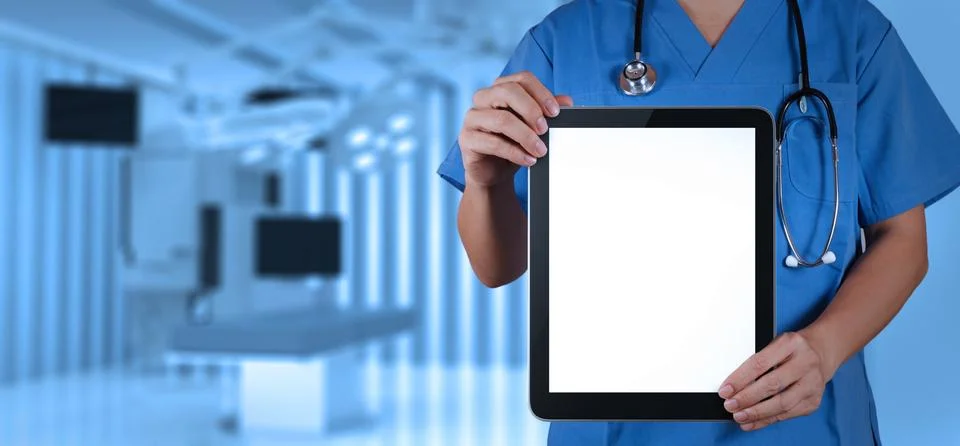 Doctor working with tablet computer Foto stock