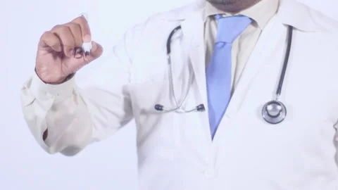 A doctor writes on the screen words Bile Stock Footage 248585470