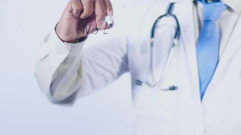 A doctor writes on the screen words No limits Stock Footage 248560434