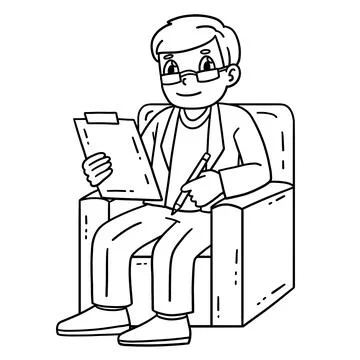 Doctor Writing Down Notes Isolated Coloring Page イラスト素材
