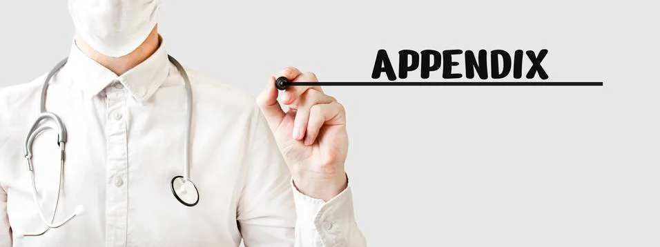 Doctor writing word APPENDIX with marker, Medical concept Foto stock