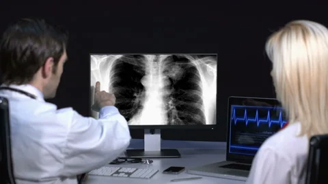 Doctors Analyzing lung X-ray Vidéo 210623483