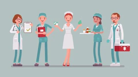 Doctors and nurses set Stock Illustration