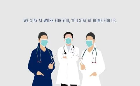 Doctors and Nurses standing with report card in hand a doctors day illustrati Illustrazione stock