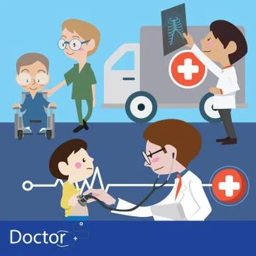 Doctors and staff illustration vector Illustrazione stock