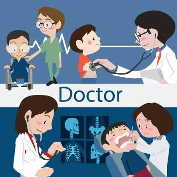 Doctors and staff illustration vector Stock Illustration
