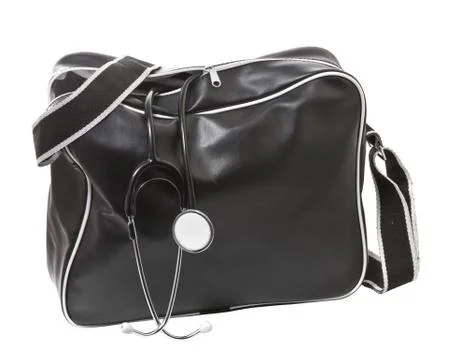Doctor's bag with stethoscope.  isolate on white background. Stock Photos