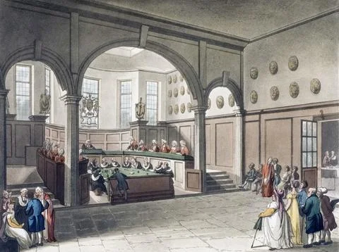 Doctors' Commons.  Circa 1808.  After a work by August Pugin and Thomas Rowlands Stock Illustration