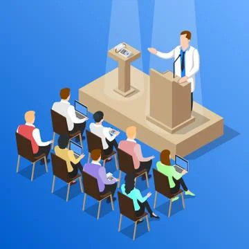 Doctors Conference Talk Composition Stock Illustration