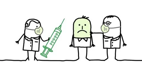 Doctors with contagious man Stock Illustration