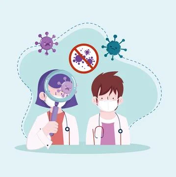 Doctors coronavirus analyzing Stock Illustration