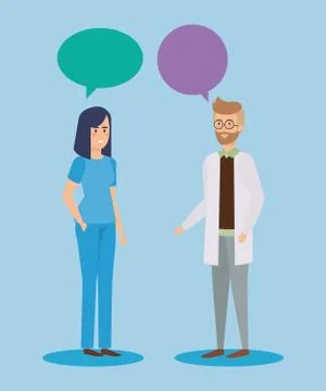 Doctors couple talking characters Stock Illustration