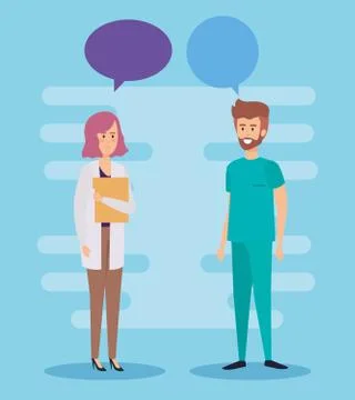 Doctors couple talking characters Stock Illustration