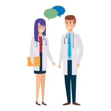 Doctors couple talking characters Stock Illustration