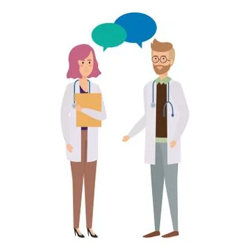 Doctors couple talking characters Stock Illustration