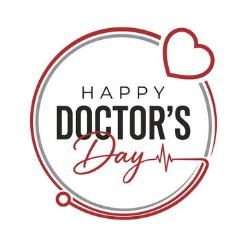 Doctor's day circular badge design with heart and stethoscope Stock Illustration