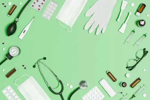 Doctor's desk table. Stock Photos