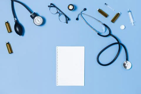 Doctor's desk table. Stock Photos
