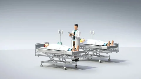 Doctors diagnosing patients using advanced future medical technology, 4k. Stock Footage 109591979