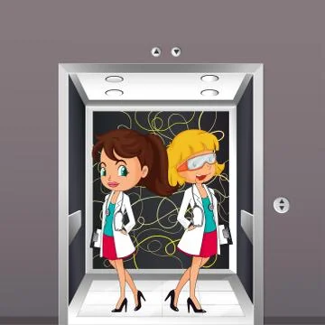 Doctors at the elevator Illustrazione stock