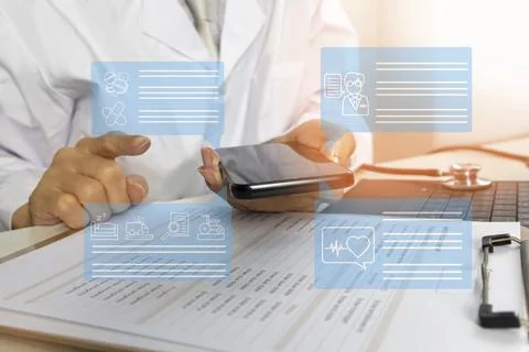 Doctors explain details to patients about using drugs, basic health care, a.. Stock Photos