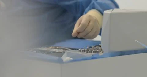Doctor's hands with a working tool. Preparation and process of dental treat.. Stock Photos