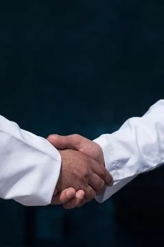 Doctors handshake in a modern Middle Eastern eye hospital clinic in Egypt Stock Photos