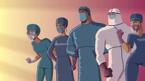 Doctors Heroes Team Dusk Stock Illustration