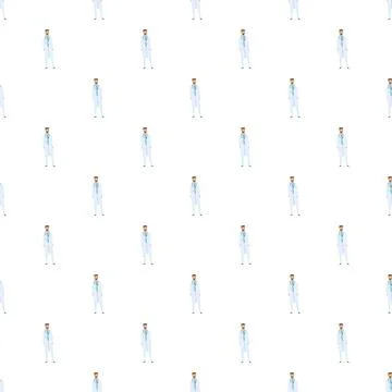 Doctors in lab coats forming a seamless medical pattern Stock Illustration