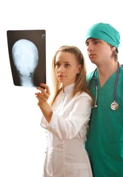 Doctors looking at x-ray Stock Photos