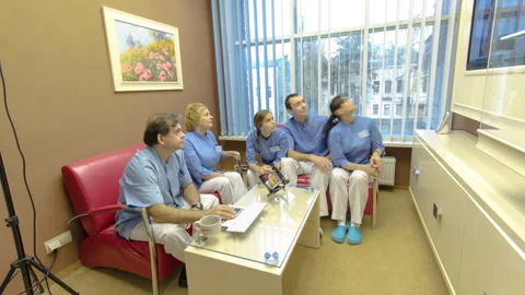 Doctors meeting during a conference in a doctor's office timelapse. Stock Footage 288091546