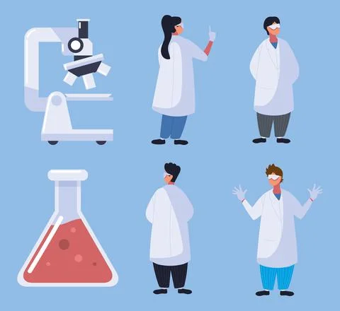 Doctors microscope flask Stock Illustration