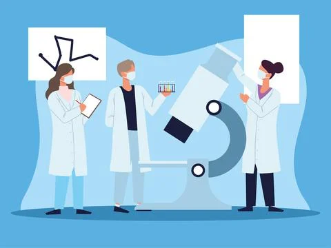 Doctors microscope laboratory Stock Illustration