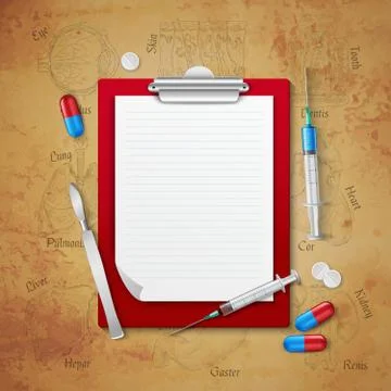 Doctors Notebook Medical Composition Stock Illustration