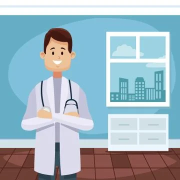 Doctors office cartoon Illustrazione stock