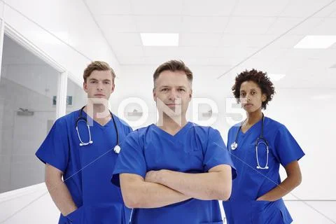 Doctors Posing In Hospital