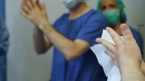 Doctors Preparing for Surgery. Stock Footage 92134122