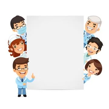 Doctors Presenting Empty Vertical Banner Stock Illustration