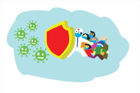Doctors protecting society Stock Illustration