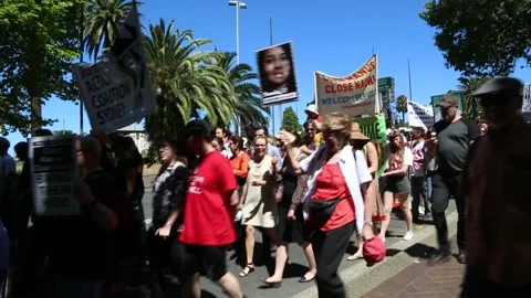 Doctors for refugees march Stock Footage 138247525