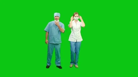 Doctors standing and smiling. Green screen. Variant 2 Stock Footage 11241825